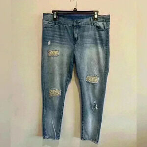 Juicy Couture Skinny Jeans Womens Size 12 Distressed Bling Glitter